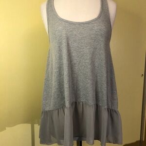 Umgee Gray Ruffle Hem Tank Top sz Large